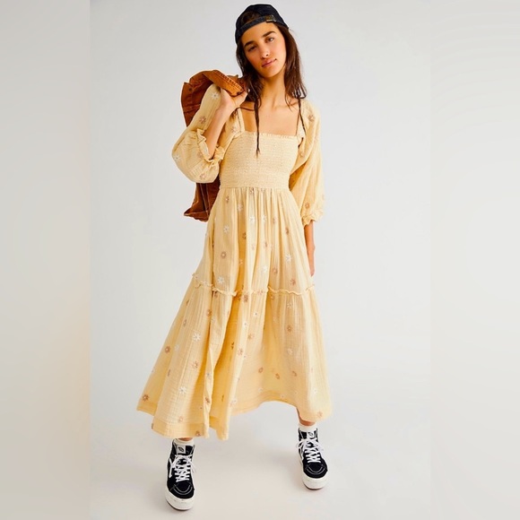 Free People Dahlia Embroidered Dress in Pearl Island - Picture 1 of 3